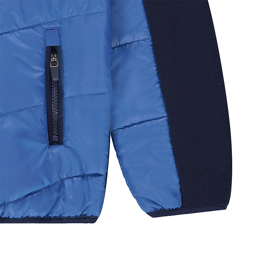 Júnior - Chaqueta de dos materiales con bolsillos con cremallera y capucha integrada 