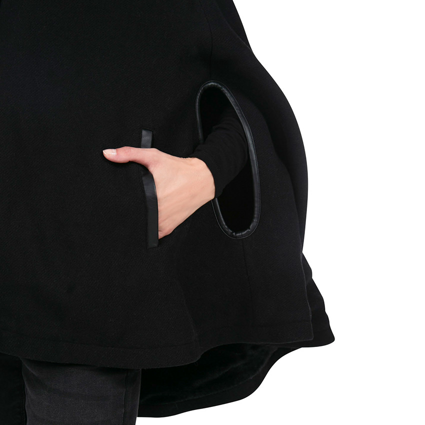 Abrigo de premamá de paño de lana con forma de capa 