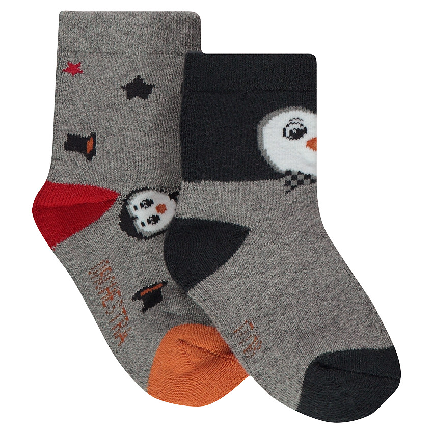 Juego de 2 pares de calcetines variados con motivo de pingüinos de jácquard 