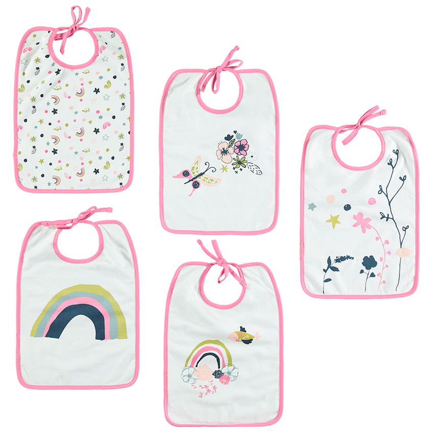 Lote de 5 baberos en jersey con print estampado 