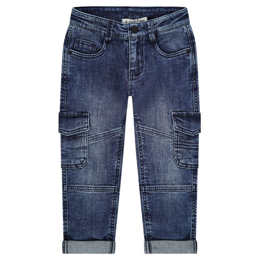 Vaqueros de efecto desgastado y arrugado con amplios bolsillos 