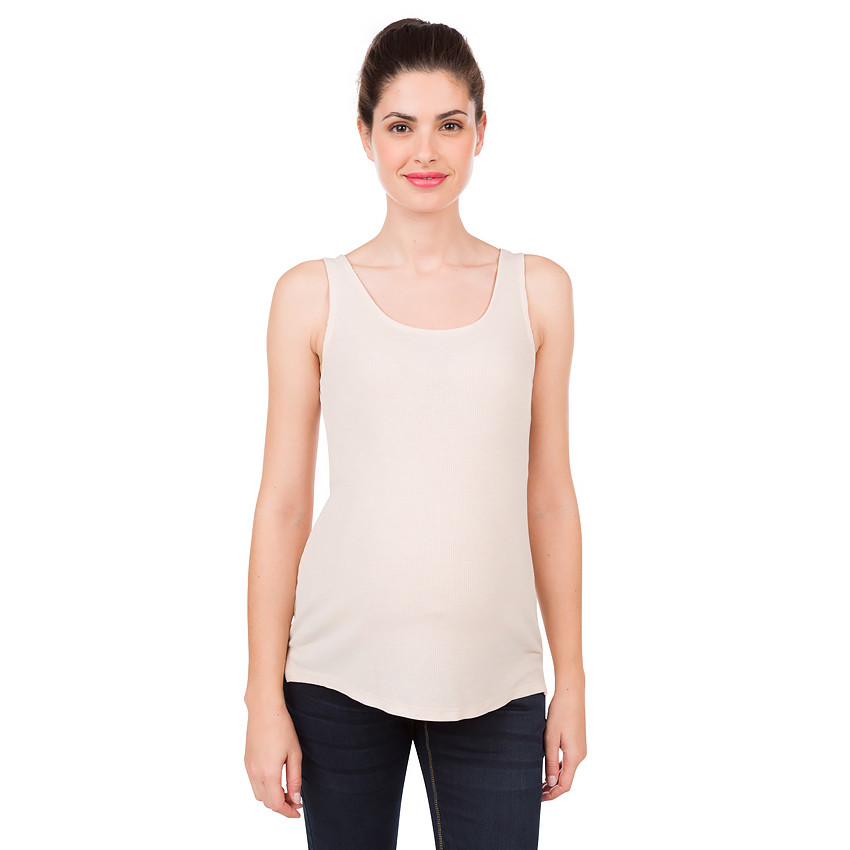Camiseta acanalada sin mangas de premamá de color liso 