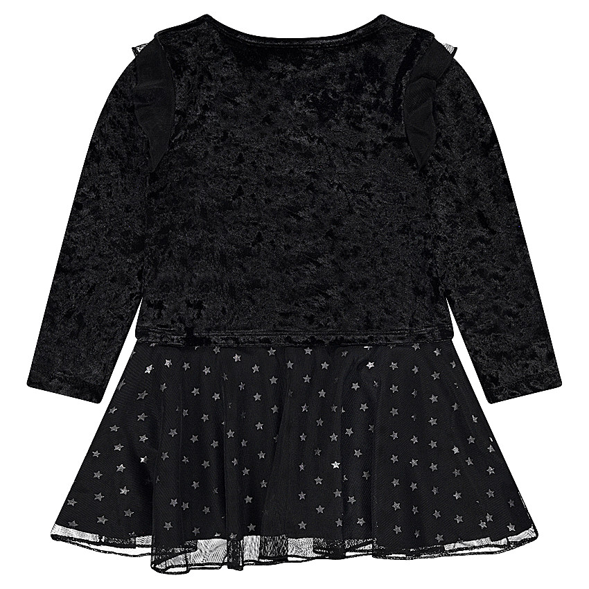 Vestido bimaterial especial Halloween con estampado de gato con lentejuelas mágicas 