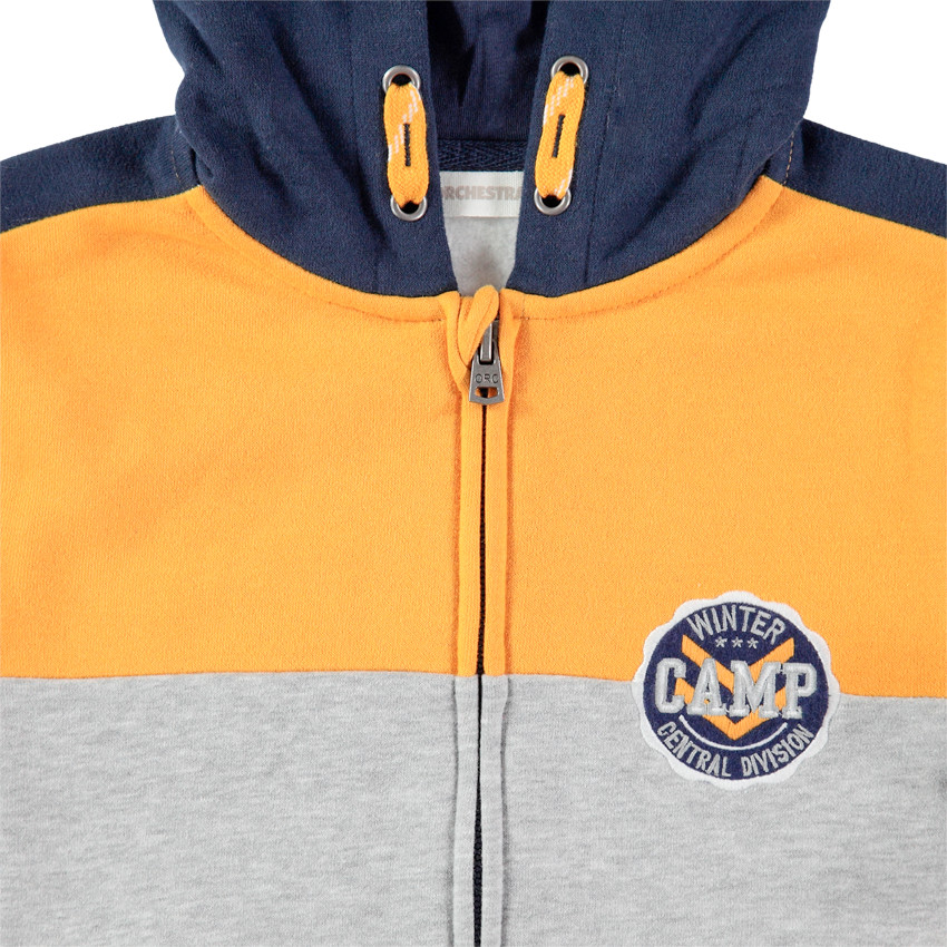 Chaqueta de felpa tricolor con amplia inscripción estampada 