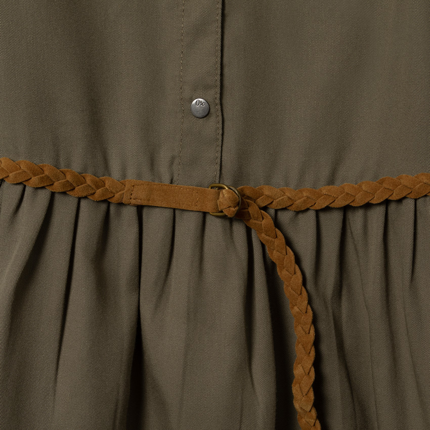 Robe chemise manches longues à ceinture tressée amovible  Additional Robe chemise manches longues à ceinture tressée amovible