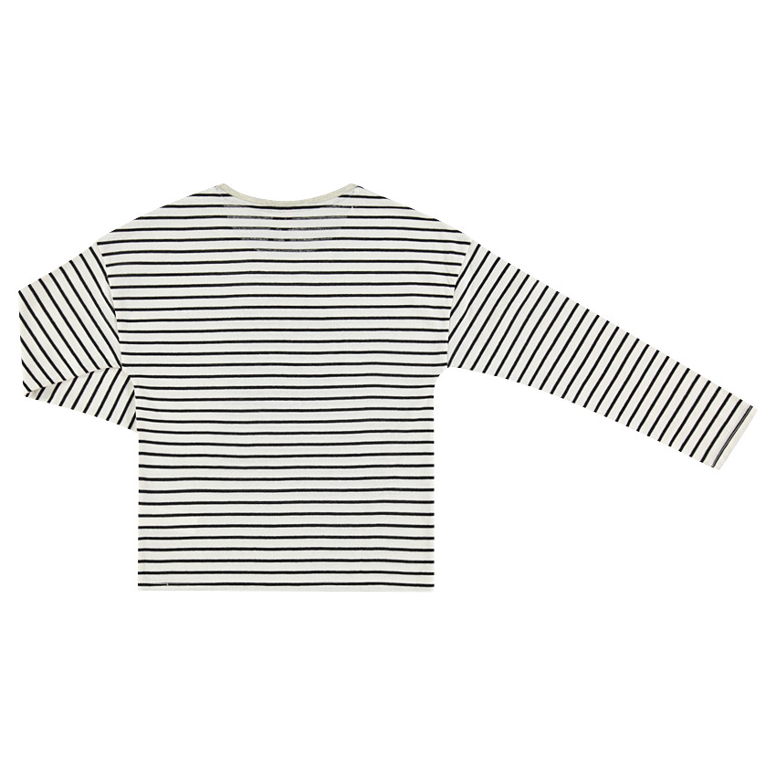 Camiseta de manga larga a rayas con estampado brillante por delante  Additional Camiseta de manga larga a rayas con estampado brillante por delante