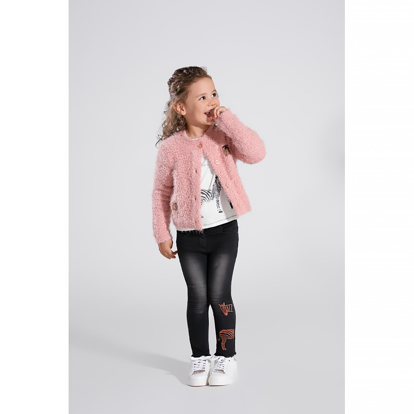 Chaqueta de punto de palomita con parches brillantes 