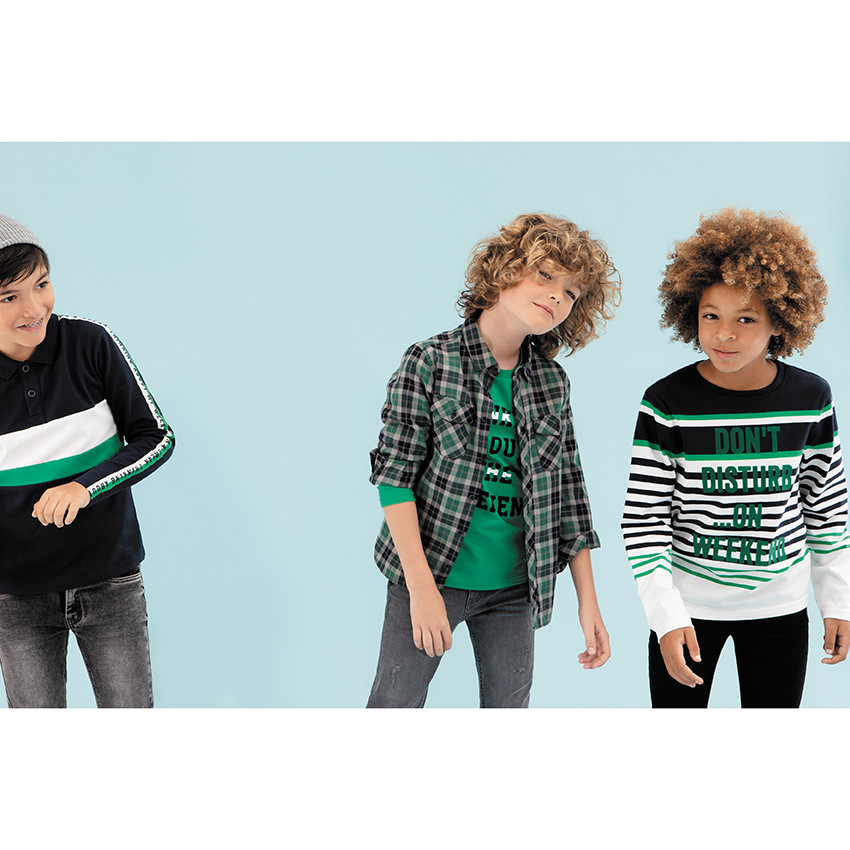 Júnior - Camiseta de punto de manga larga con mensaje estampado 