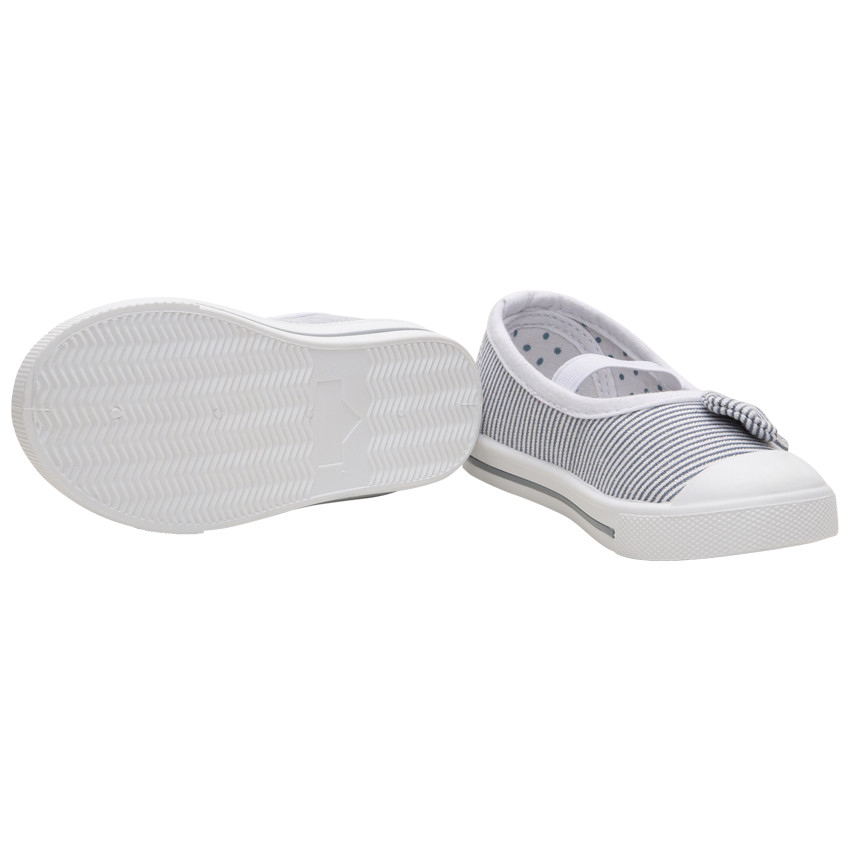 zapatos bébé en toile de rayas con hilos brillantes  y nudo  Additional zapatos bébé en toile de rayas con hilos brillantes  y nudo