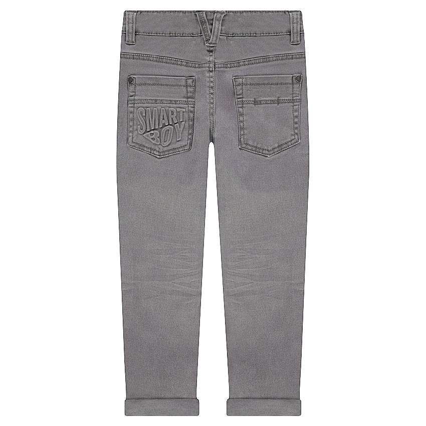 Pantalón con efecto arrugado y bolsillos con inscripción de relieve 