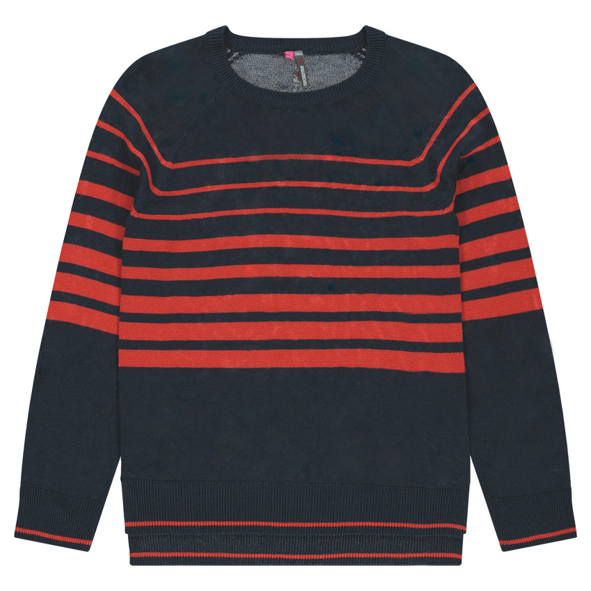 Jersey de punto fino con rayas en contraste rojas  Additional Jersey de punto fino con rayas en contraste rojas