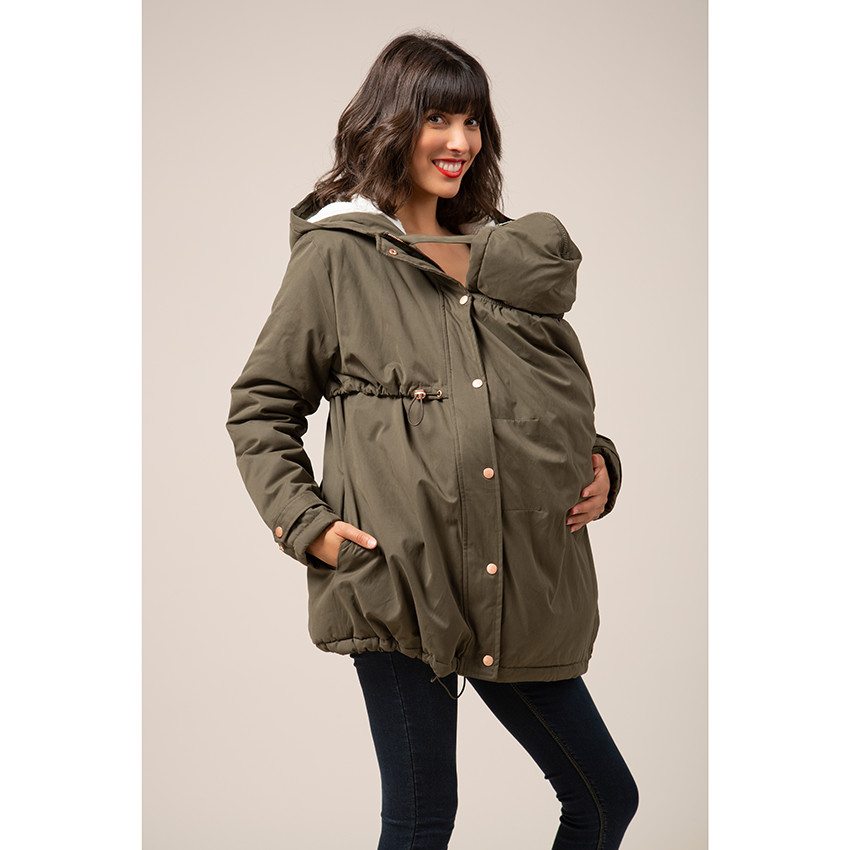 Parka de embarazo evolutiva con forro de sherpa 