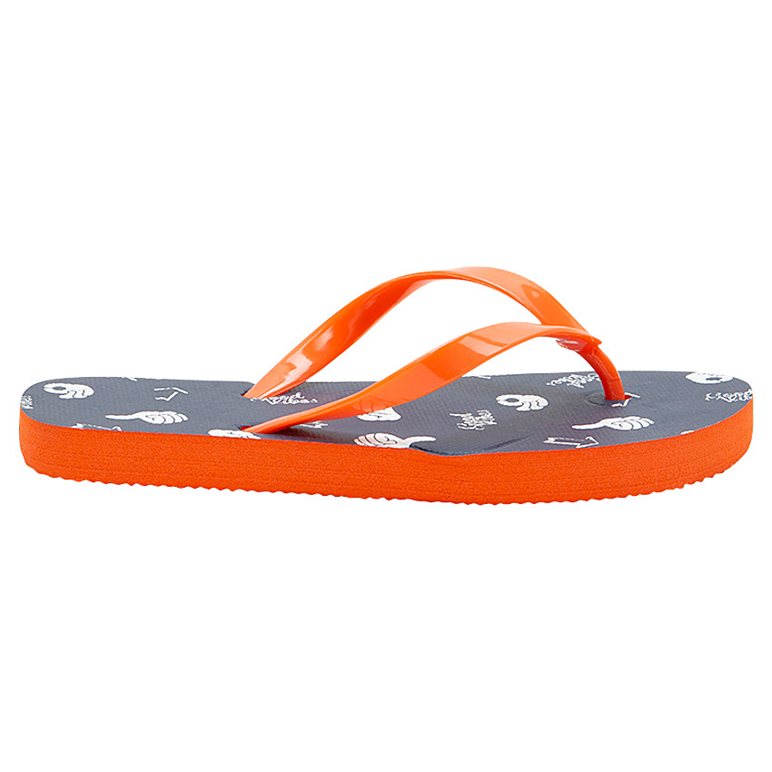 Chanclas con manos estampadas y tira naranja 