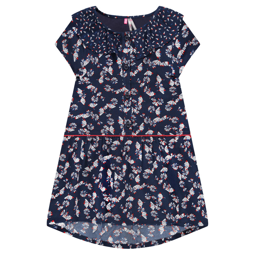 Vestido de crepé con estampado de fantasía y cuello 
