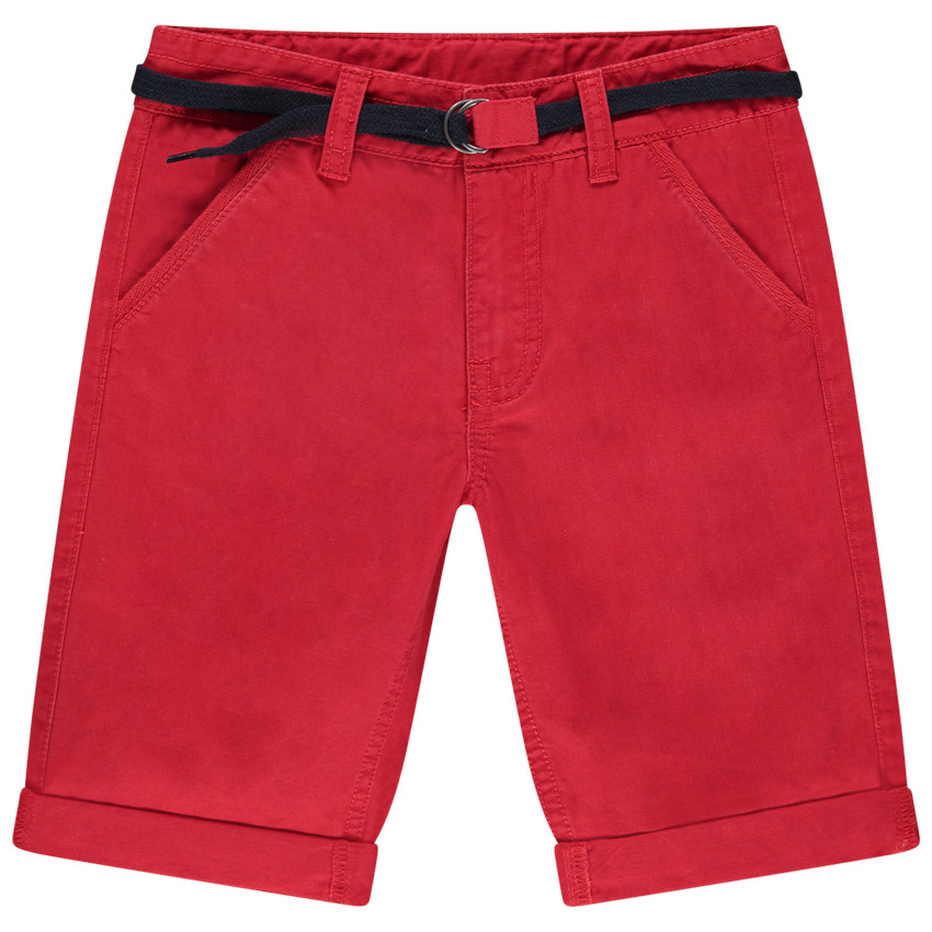 Bermudas de algodón lisas con cinturón ajustable 