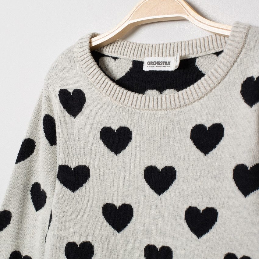 Robe pull en tricot à coeurs en jacquard all-over 