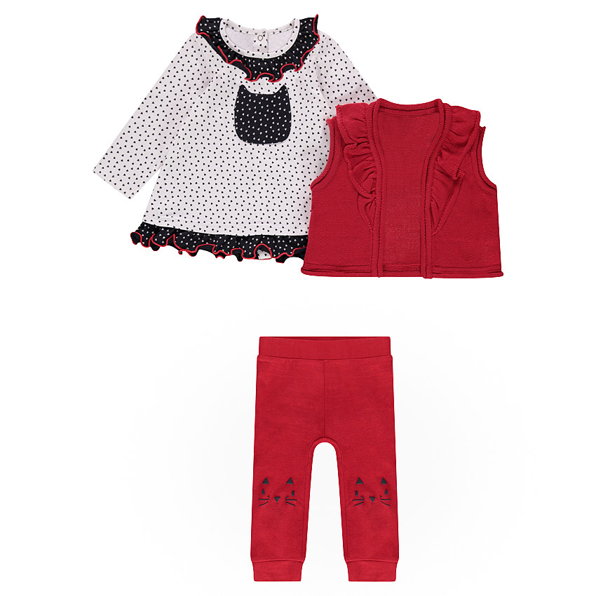 Conjunto de túnica estampada, chaleco y leggings estampados 