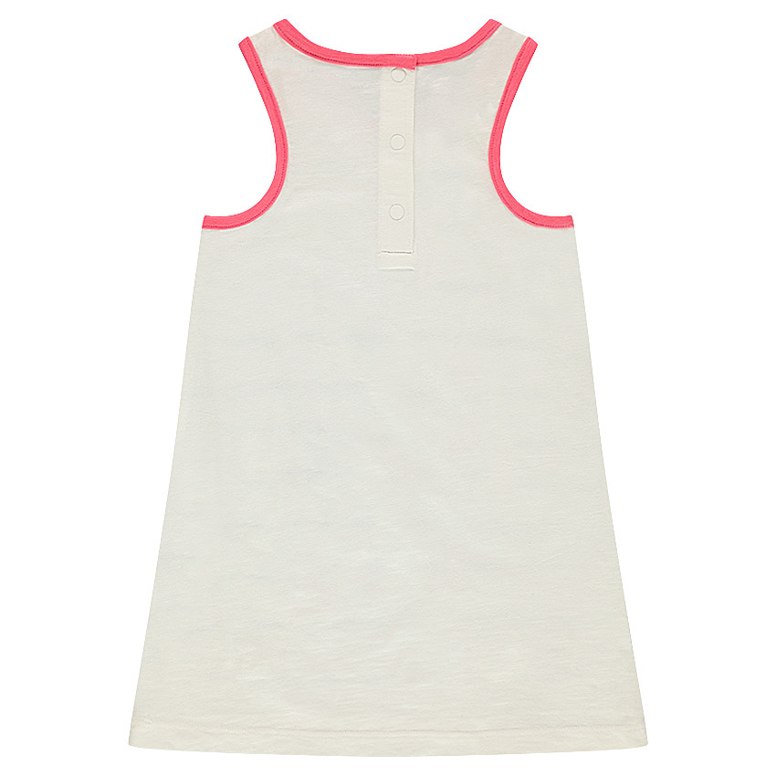 Vestido sin mangas de punto slub con rayas y flamenco rosa estampados 