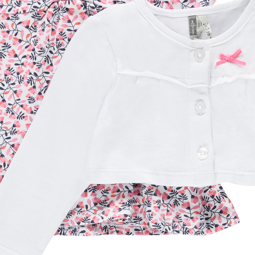 Conjunto de 3 piezas con túnica de flores, chaqueta y leggings lisos 