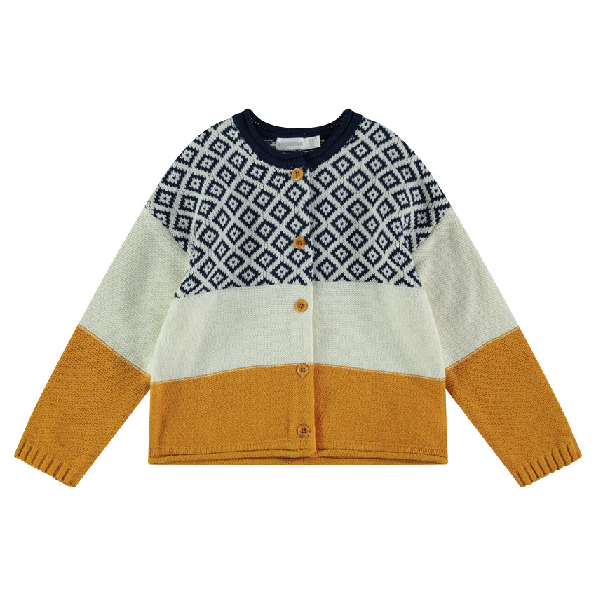 Chaqueta de punto en contraste con motivo de jacquard 