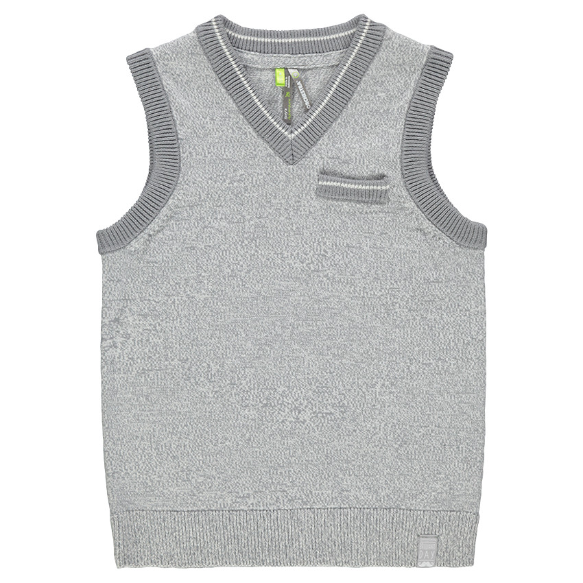Pull sans manches col V avec poche fantaisie 