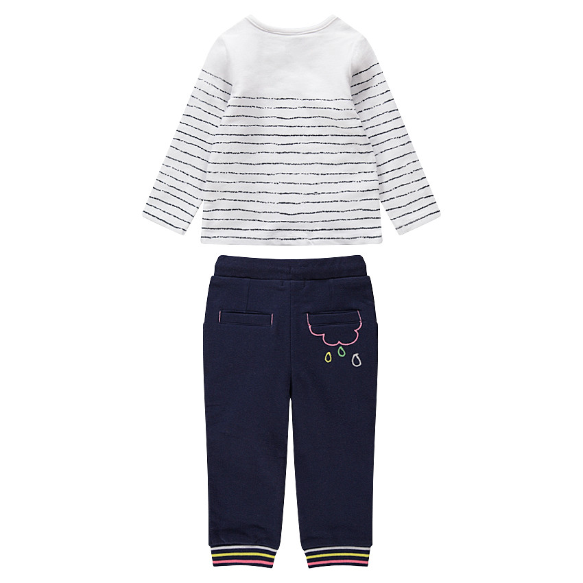 Chándal de felpa con sudadera de rayas en 1 y pantalón con estampado de arcoíris 