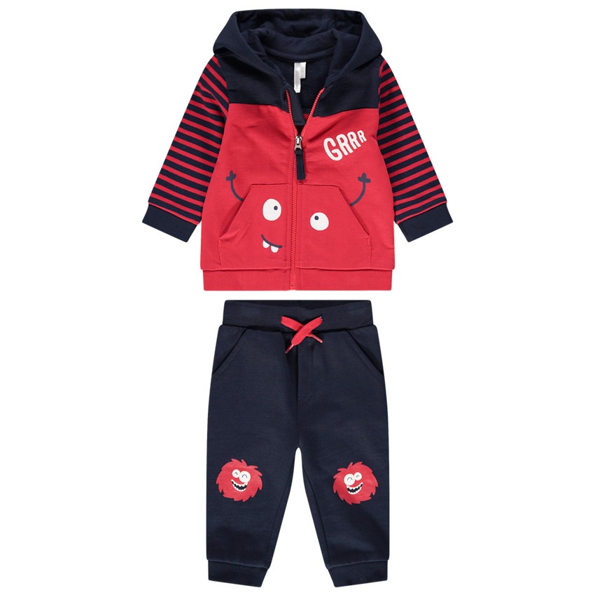 Chándal de felpa bicolor con monstruos estampados 