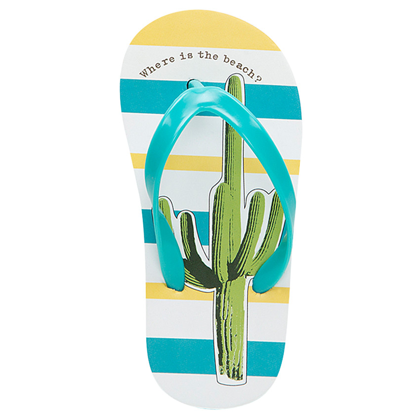 Chanclas con cactus y tira lisa 