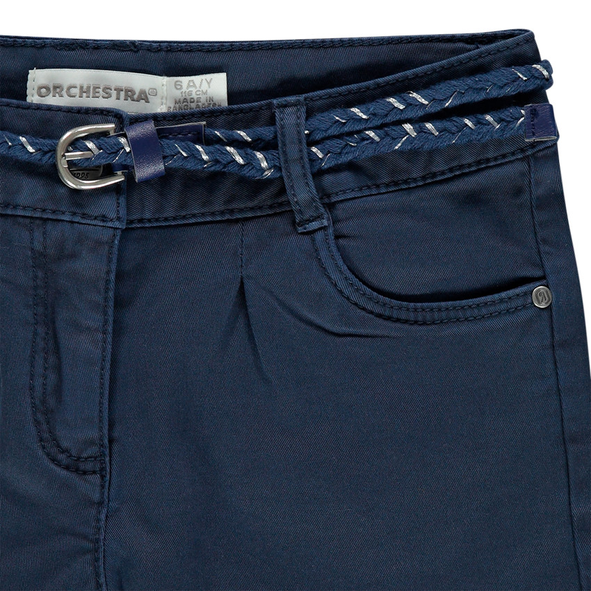 Short en twill uni à ceinture tressée amovible 