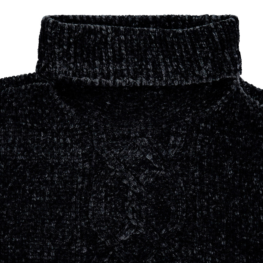 Júnior - Jersey de chenilla de cuello vuelto y punto trenzado 