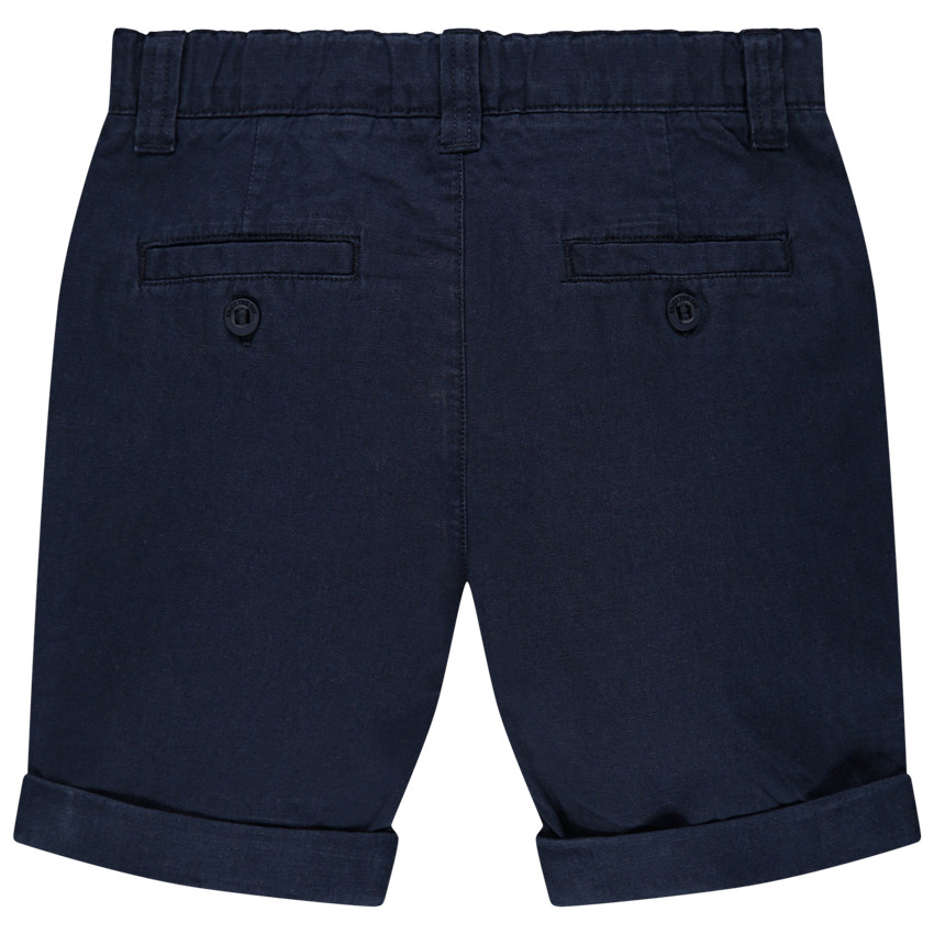 pantalon corto liso en toile y bolsillos italianos 