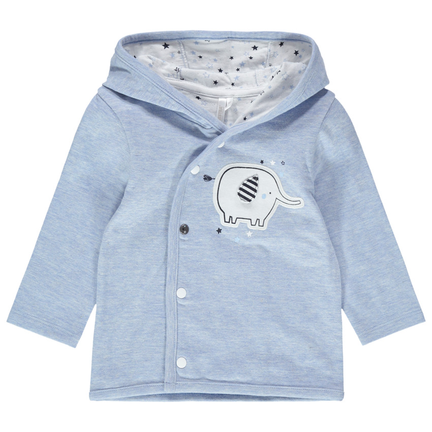 Chaqueta con capucha jaspeada, forro con estrellas y elefante cosido  Additional Chaqueta con capucha jaspeada, forro con estrellas y elefante cosido