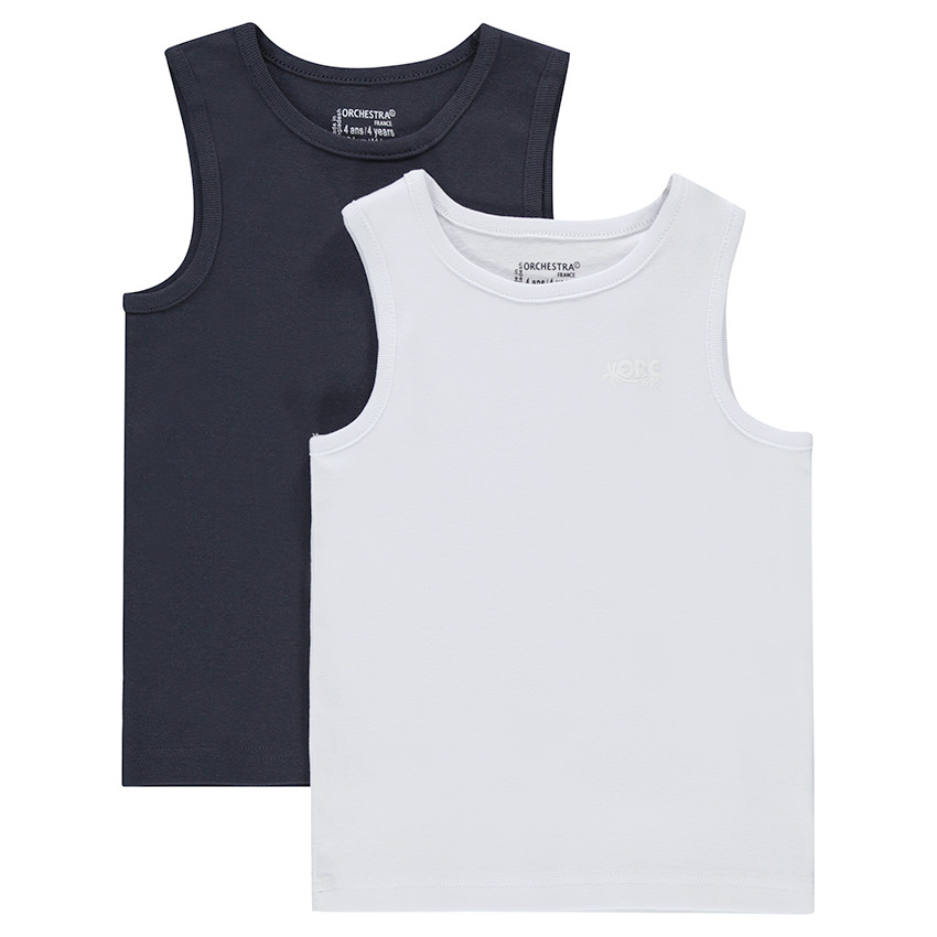 Pack de 2 camisetas lisas sin mangas de punto 