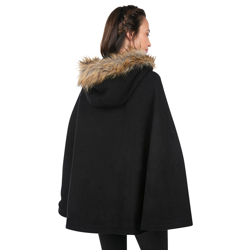 Abrigo de premamá de paño de lana con forma de capa 