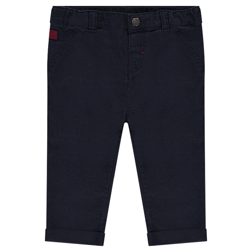 Pantalón de algodón liso con bolsillos 