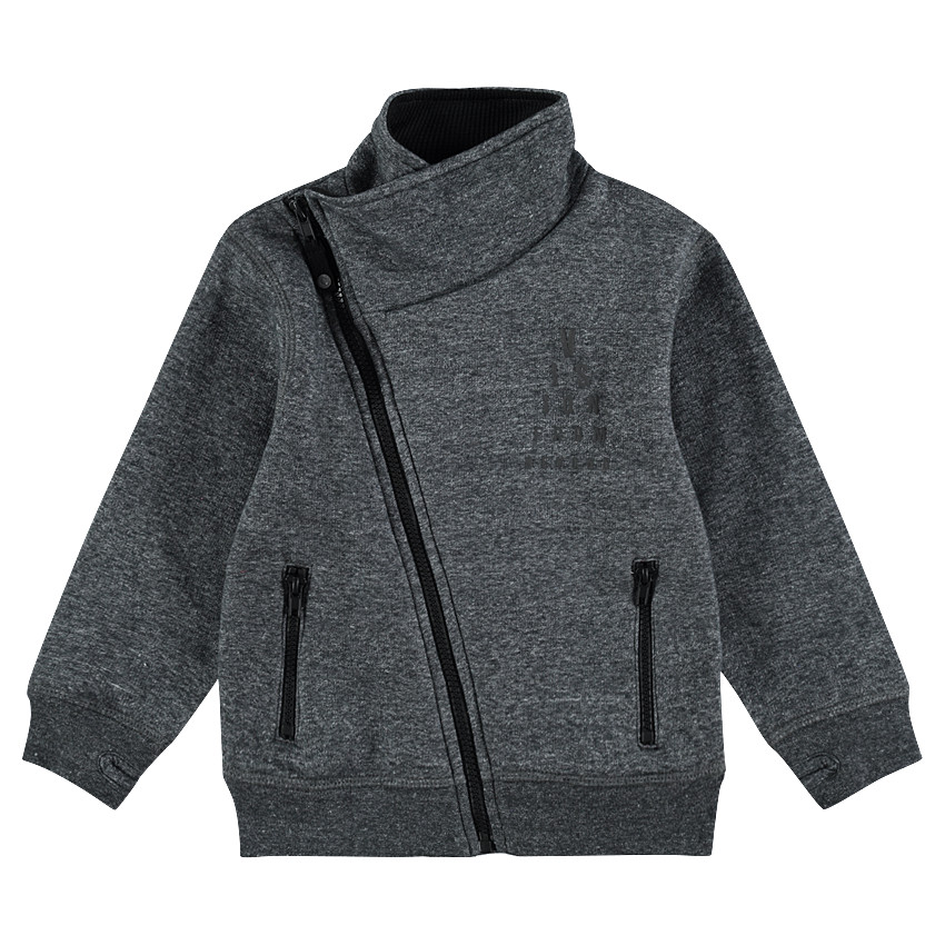 Chaqueta de felpa con cierre al bies y bolsillos con cremallera 