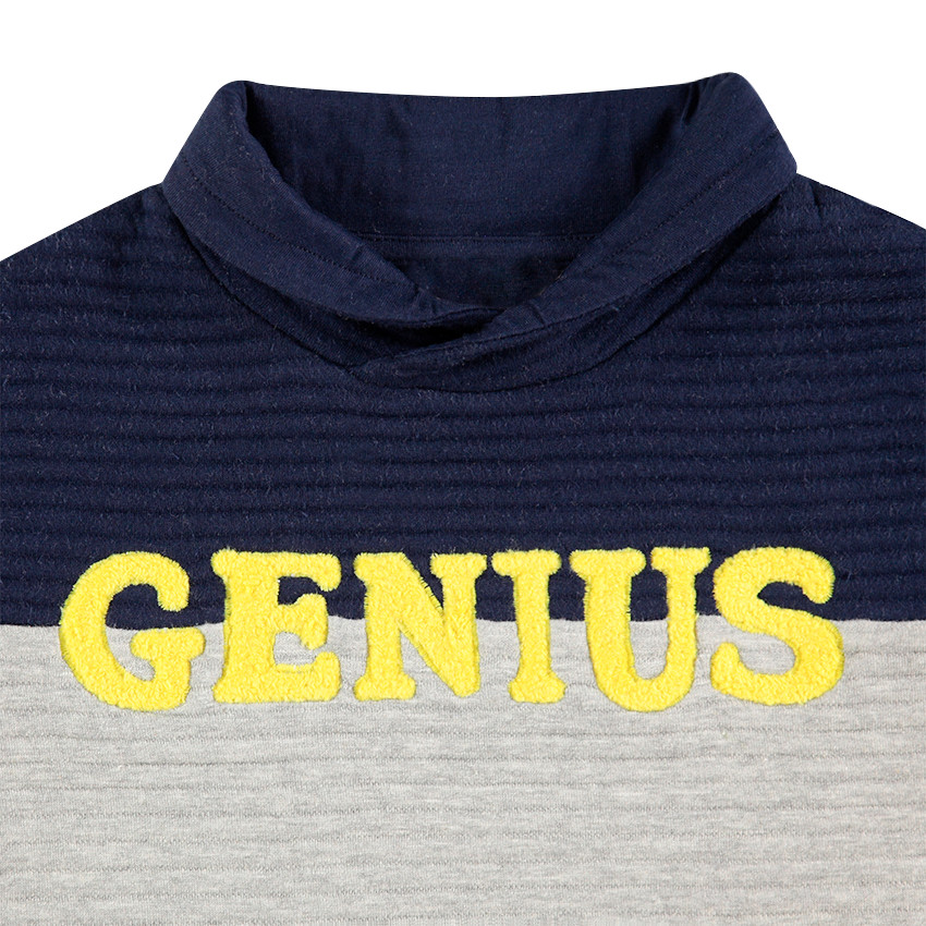 Sudadera de felpa otomana con palabra estampada de fantasía y cremallera al biés 
