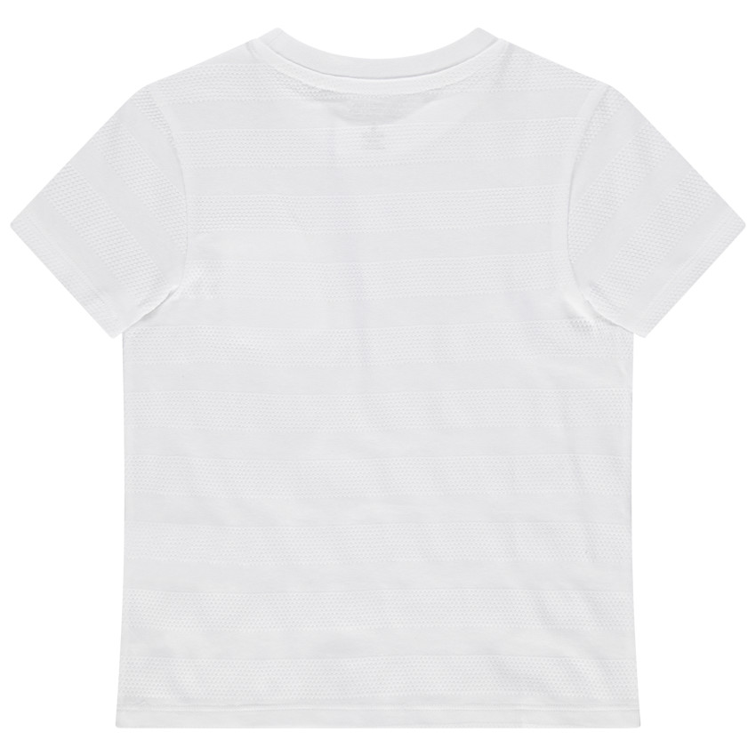 Camiseta de manga corta de rayas de fantasía y bolsillo con estampado de palmera 