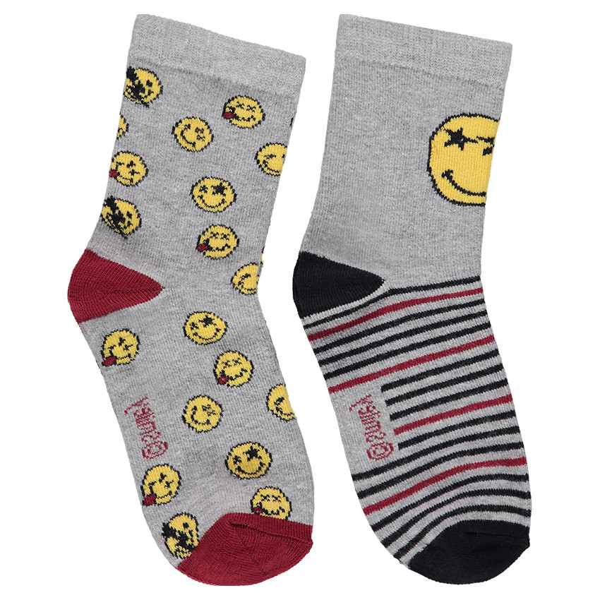 Juego de 2 pares de calcetines variados con ©Smiley de jacquard 