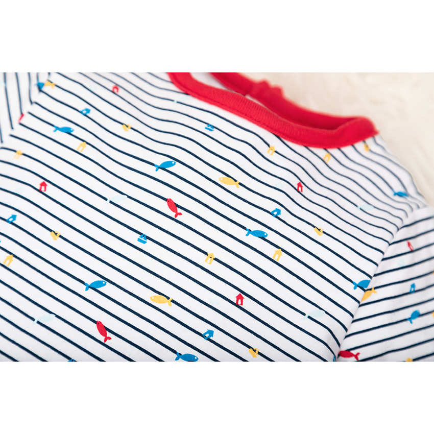 lote de 2 Pelele en jersey de rayas y barcos estampados 