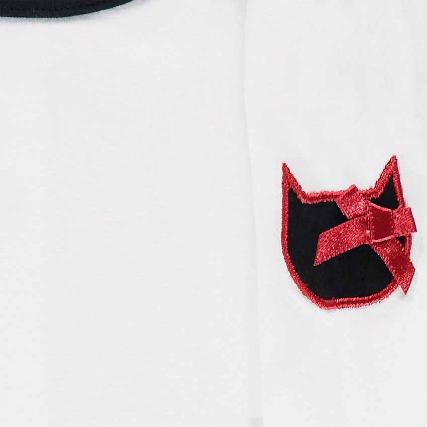 Camiseta de manga larga de punto con parche en forma de gato 
