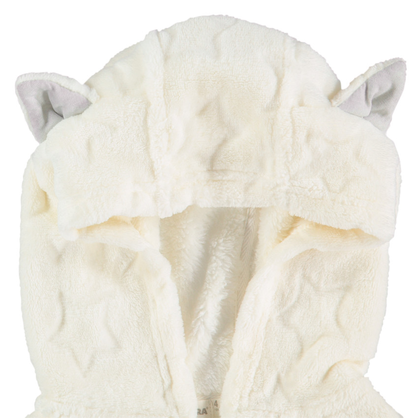 Chaqueta con capucha de borreguito con motivo en relieve 