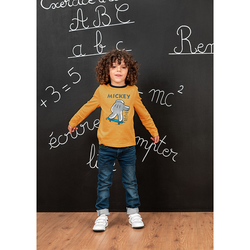 T-shirt manches longues en coton print main de Mickey Disney 