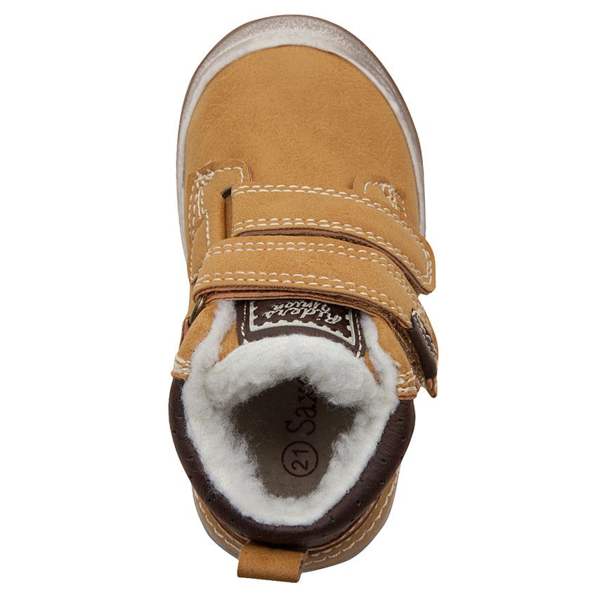 Botines camel de cuero con velcros 