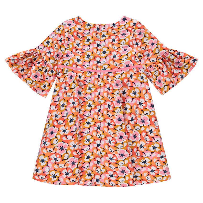 Vestido con manga 3/4 con volantes y estampado de flores all-over  Additional Vestido con manga 3/4 con volantes y estampado de flores all-over