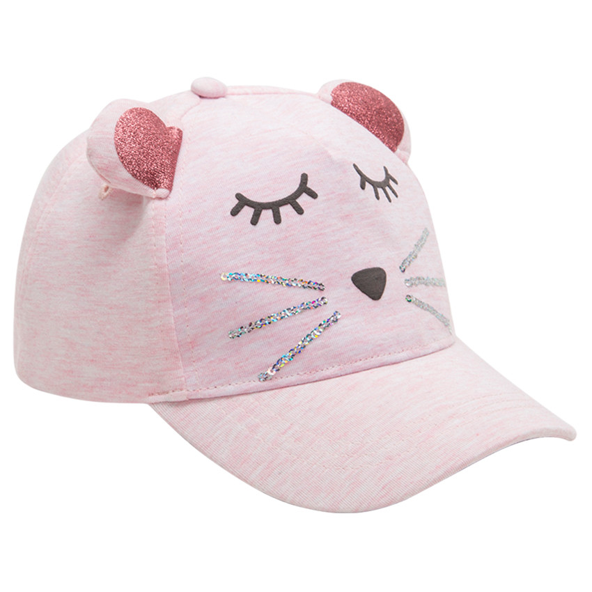 Visera de punto con orejas brillantes y lentejuelas 