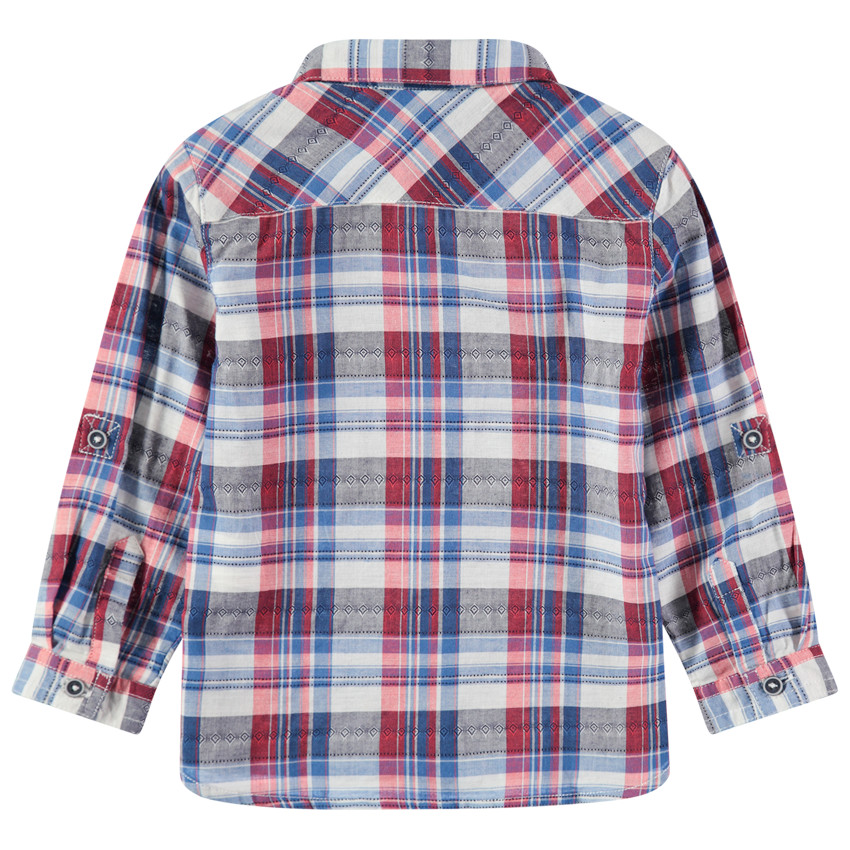 Camisa de manga larga remangable de cuadros y bolsillo  Additional Camisa de manga larga remangable de cuadros y bolsillo