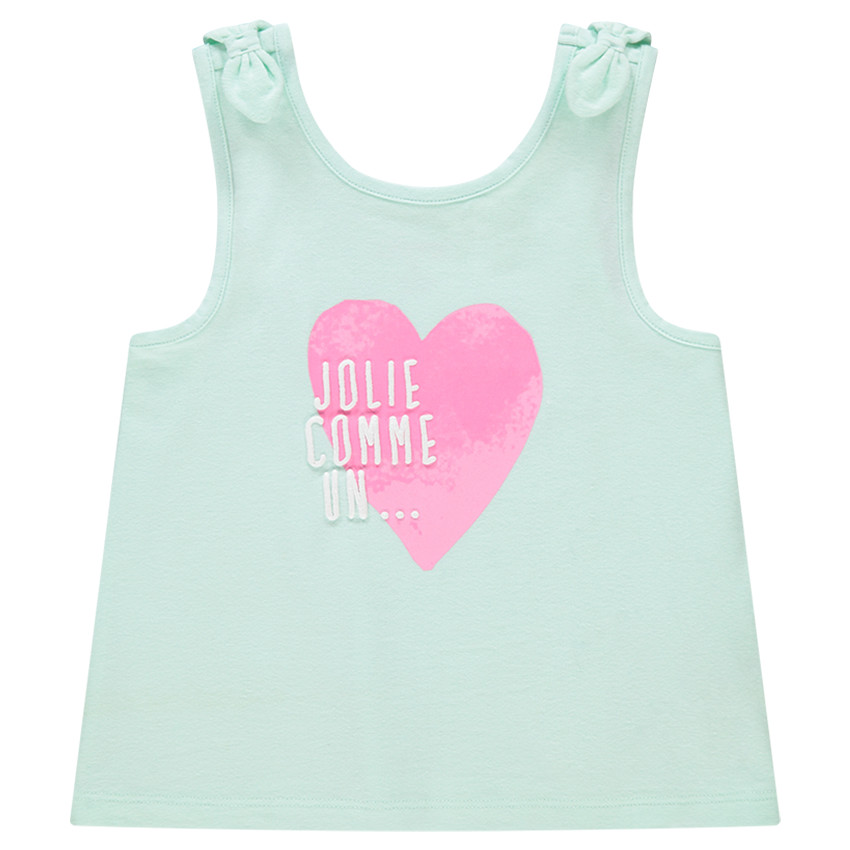 Camiseta lisa de punto sin mangas con lazos y estampados de fantasía 