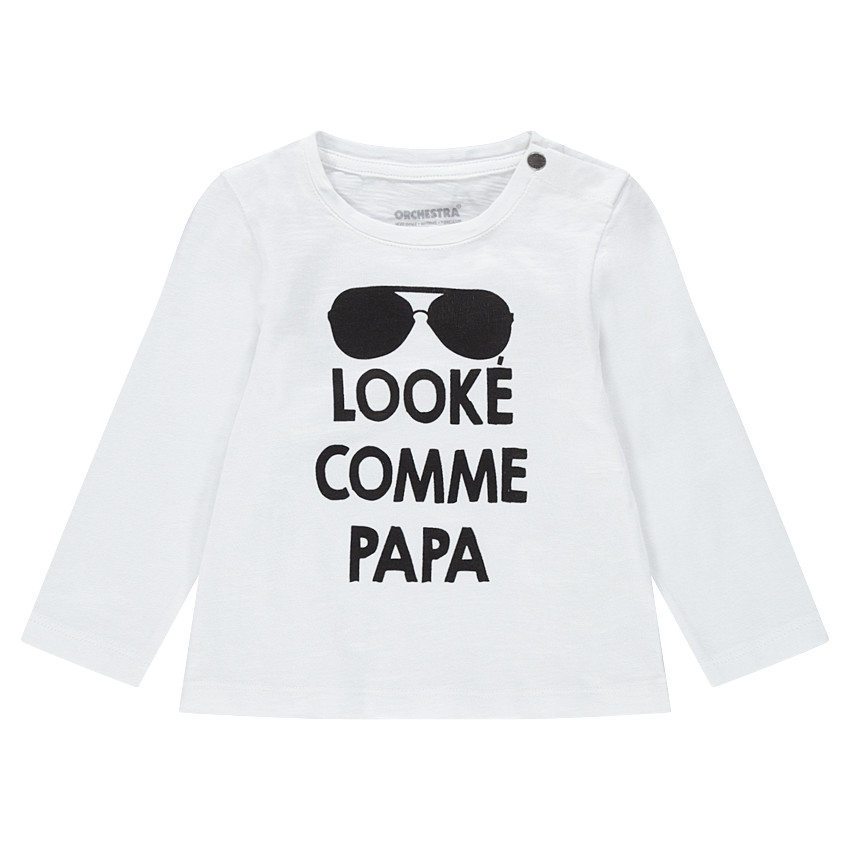 Camiseta de manga larga de punto con estampado de fantasía y cuello con botones a presión  Additional Camiseta de manga larga de punto con estampado de fantasía y cuello con botones a presión