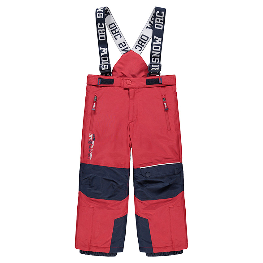 Pantalón de esquí rojo impermeable con tirantes desmontables 